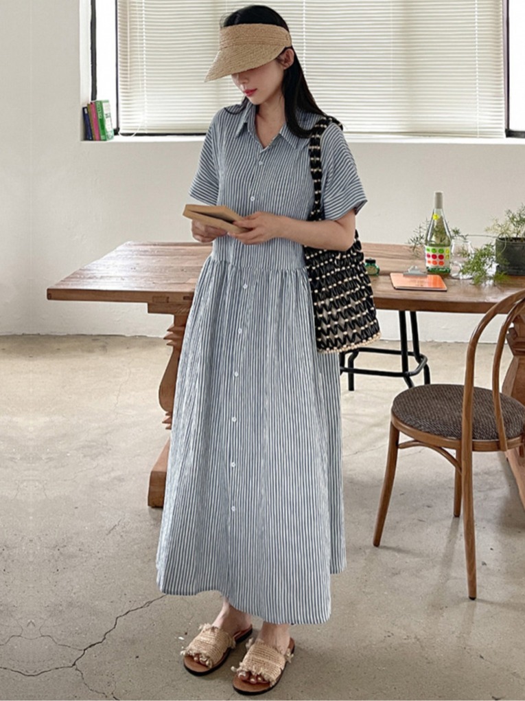 Sukienka koszulowa w stylu ret – Korean Style A Line Shirt Dress recenzja i cena