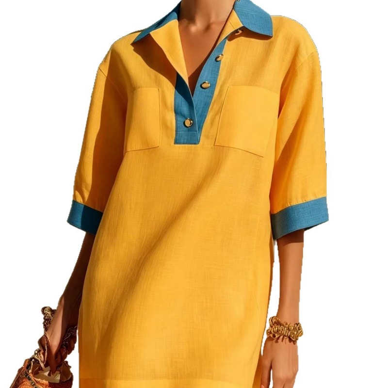 Damska letnia elegancka sukien – Casual Loose Linen Shirt Dress recenzja i cena