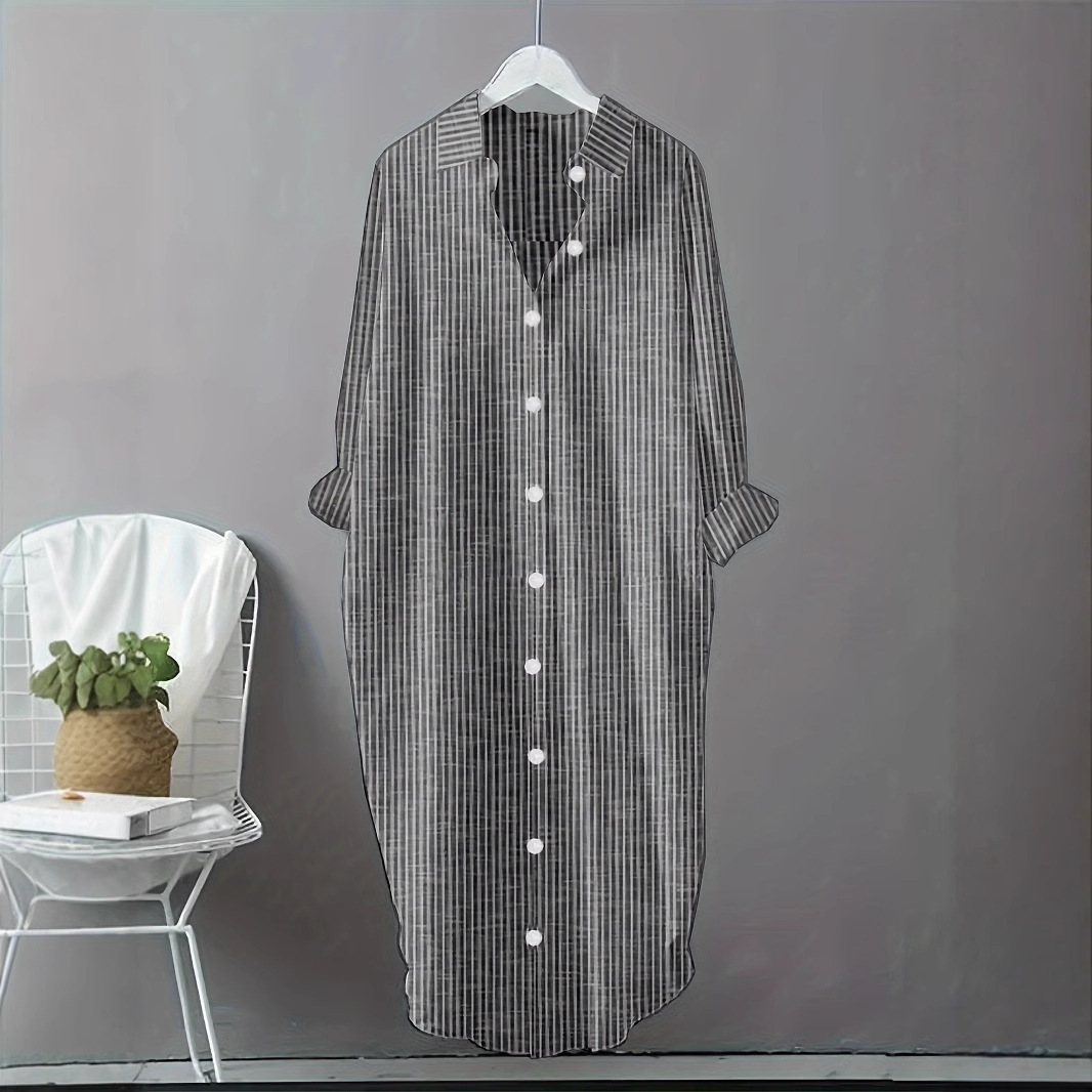 Sukienka koszulowa damska w st – Casual Loose Linen Shirt Dress recenzja i cena