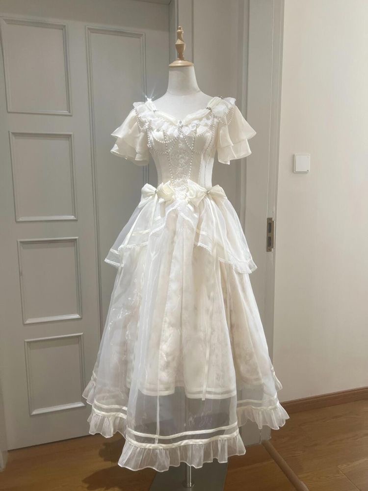 Forest Style Sweet Vintage Bow – French Vintage Floral Midi Dress recenzja i cena