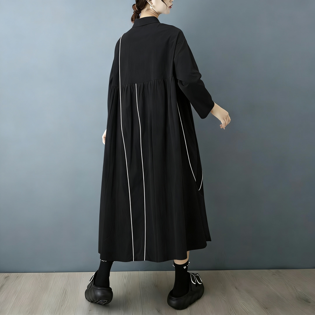 SuperAen – nowa, czarna sukien – Korean Style A Line Shirt Dress recenzja i cena