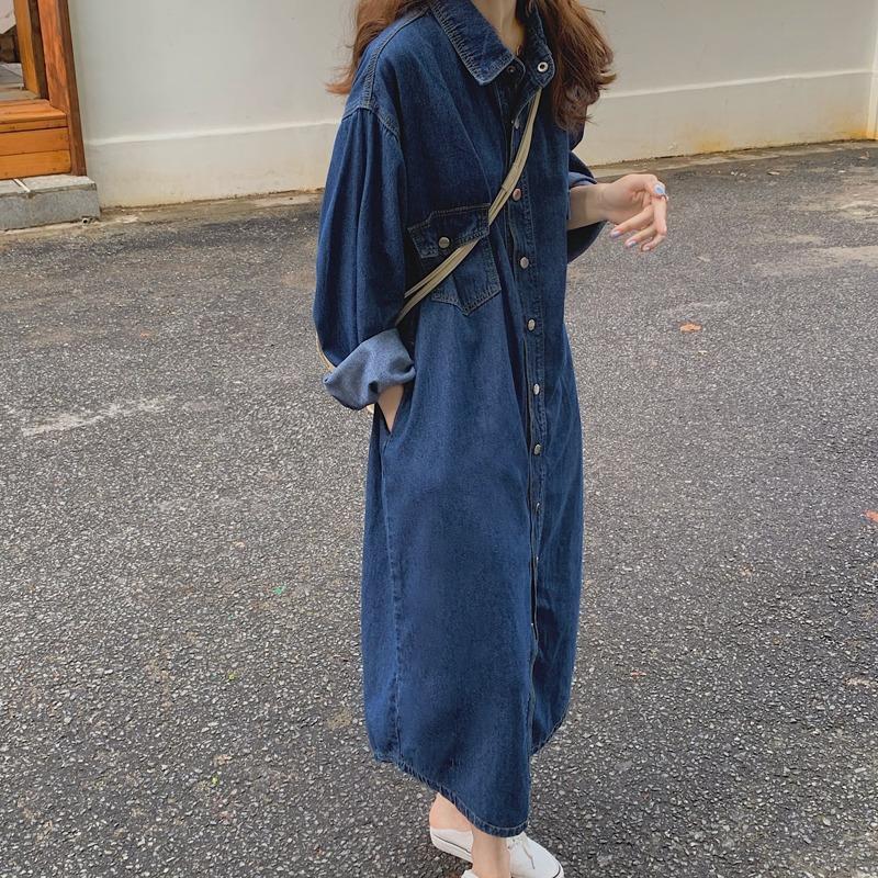 Sukienka damska dżinsowa 2026, – Korean Style A Line Shirt Dress recenzja i cena
